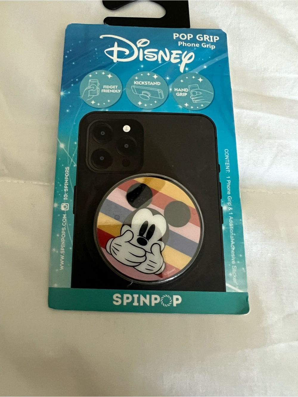 Disney Mickey Mouse Striped Rainbow Phone Grip PopGrip